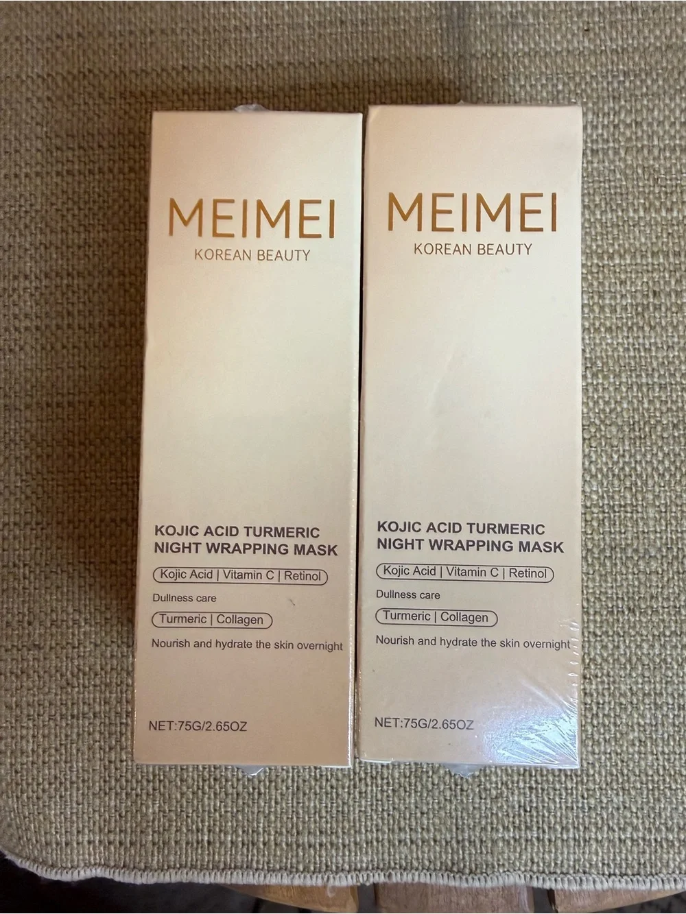 New MEIMEI Kojic Acid Turmeric Night Wrapping Mask - Beige Packaging 2 boxes